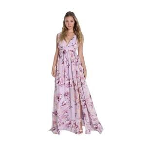 Lulus Garden Floral Maxi Dress Womens Medium Purple Cottagecore Wedding
